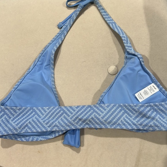 blue bathing suit top with bow single strap back and adjustable top - Picture 3 of 4